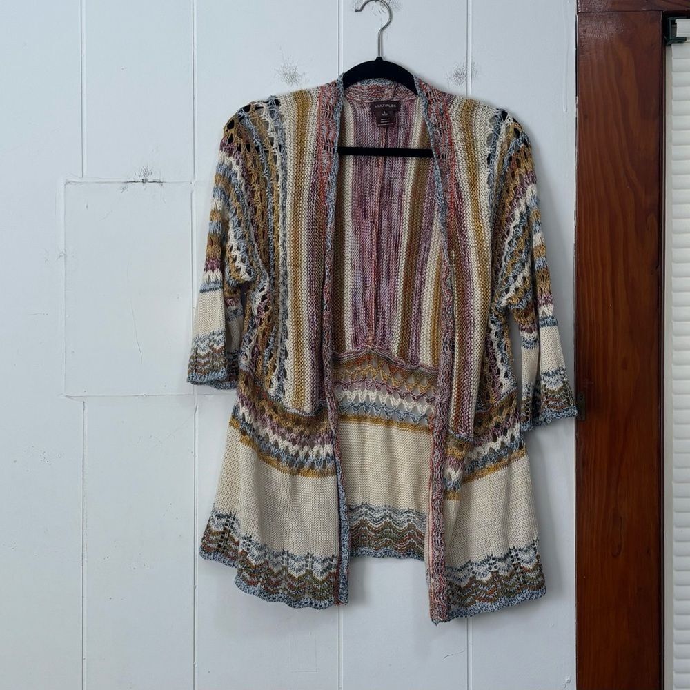 Multiples Fall colors boho‎ open front knitted ca… - image 1